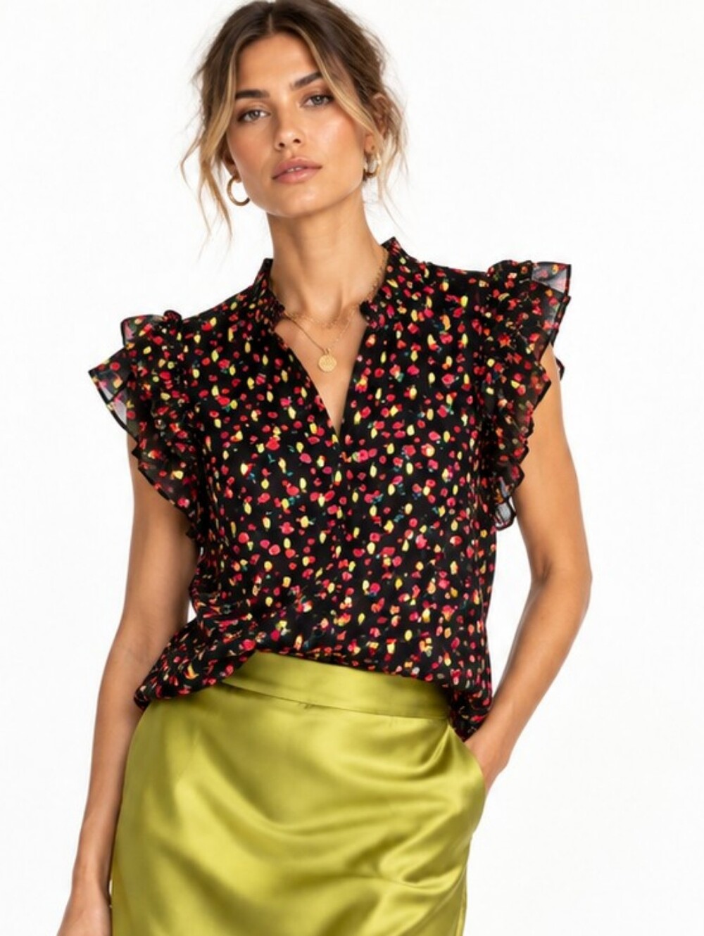 J Crew Black Gold Metallic Floral Sleeveless Blouse